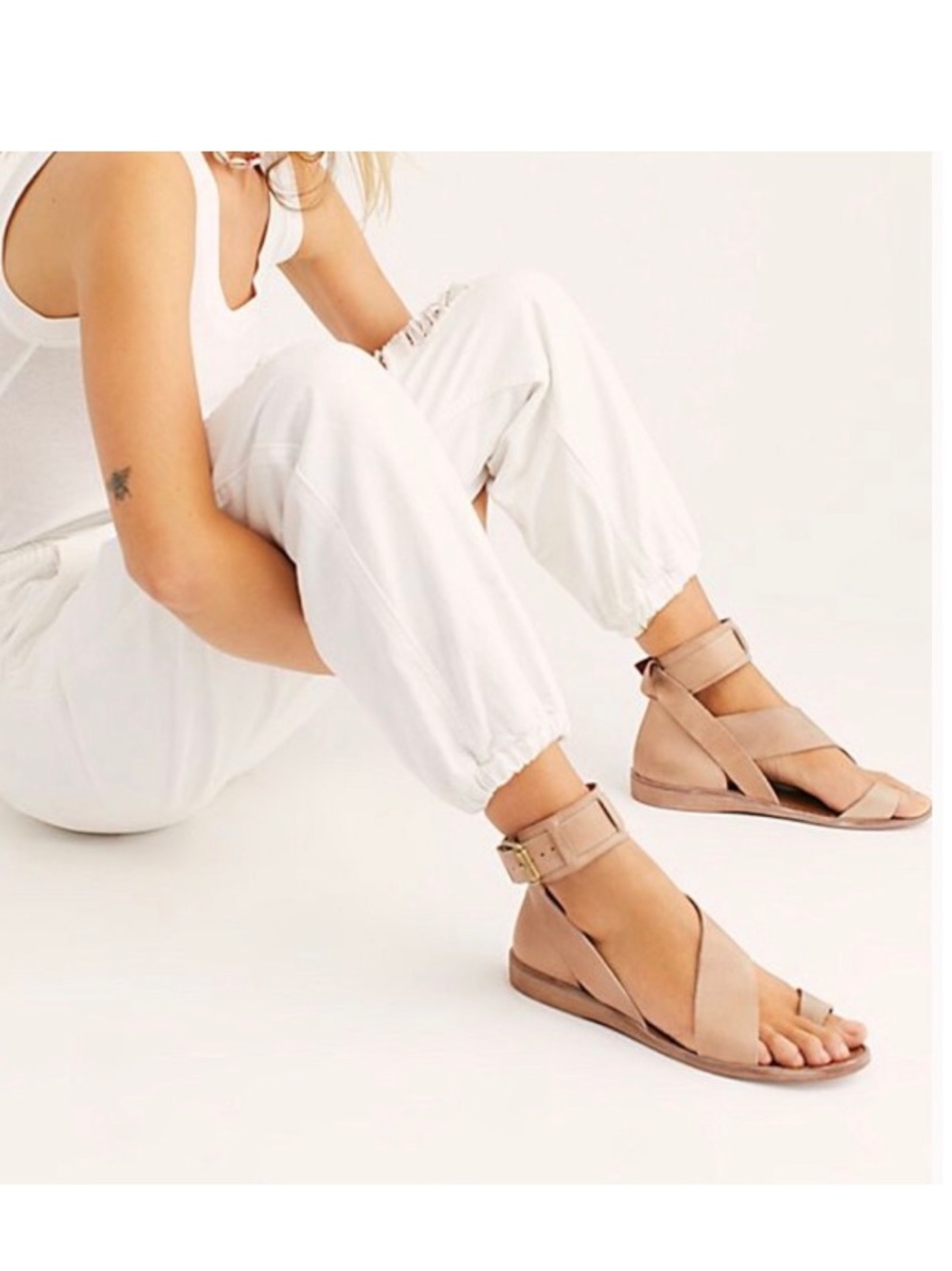 Free People Vale Boot Sandals  Make Up Tan Leather Size 39.5